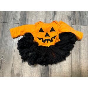 Halloween Pumpkin Baby Onesie Tutu Dress XXS Cotton/Spandex Orange & Black